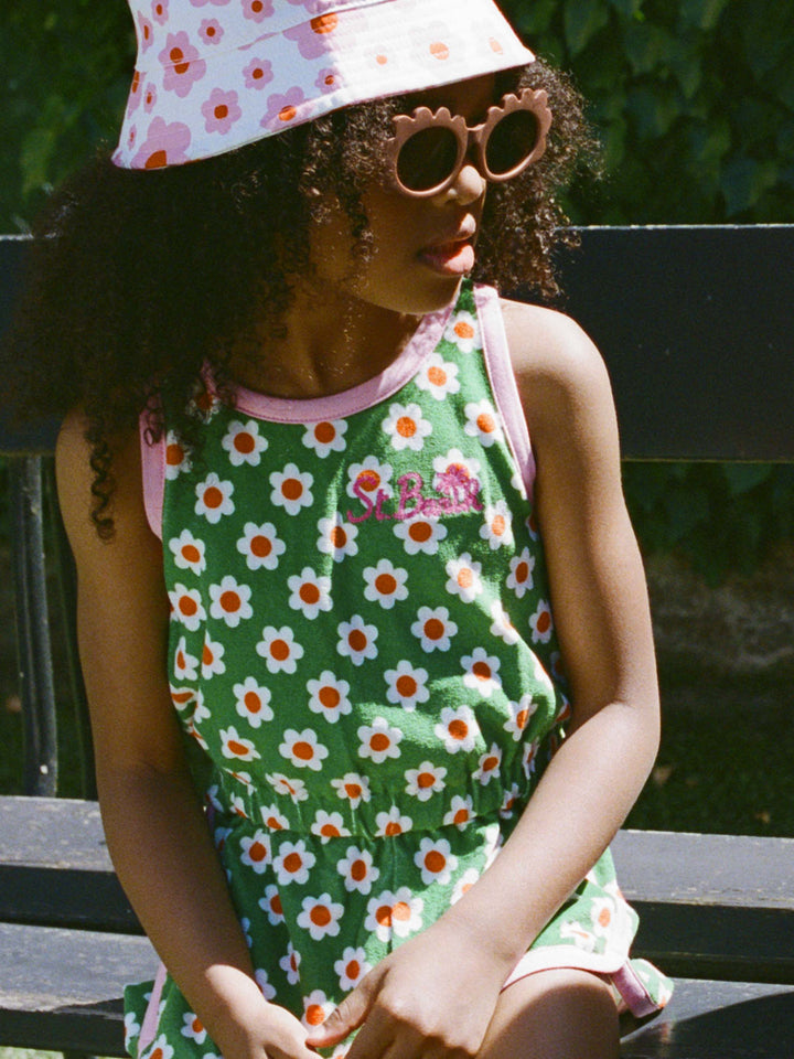 Bob en coton avec broderie sur le devant et motif floral 