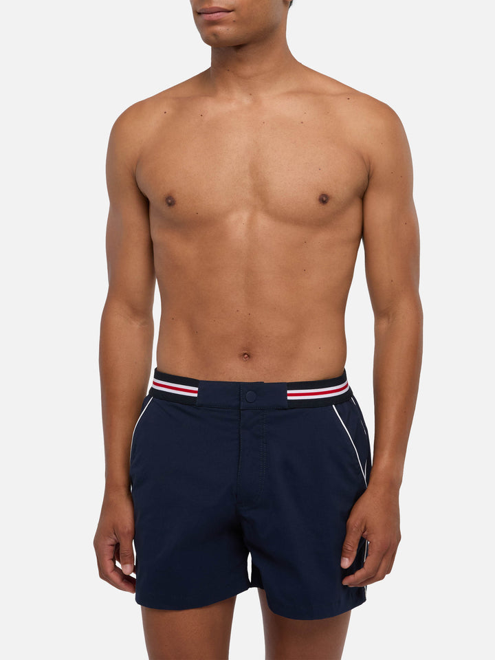 Navy blue fitted cut swim shorts Nad