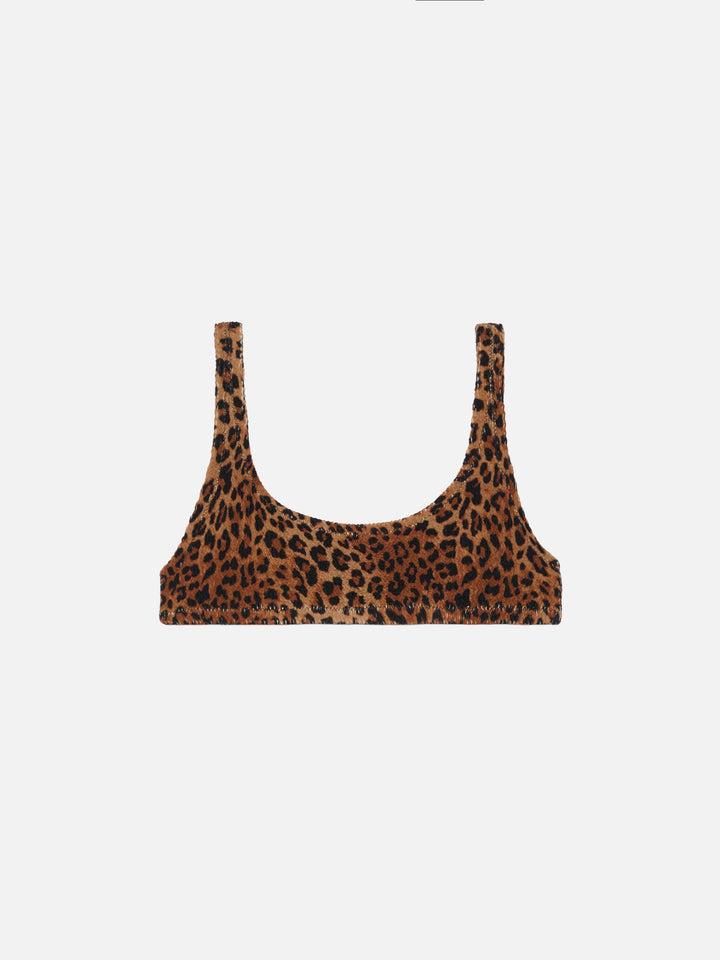 Naima crinkle classico top a bralette con stampa leopardata