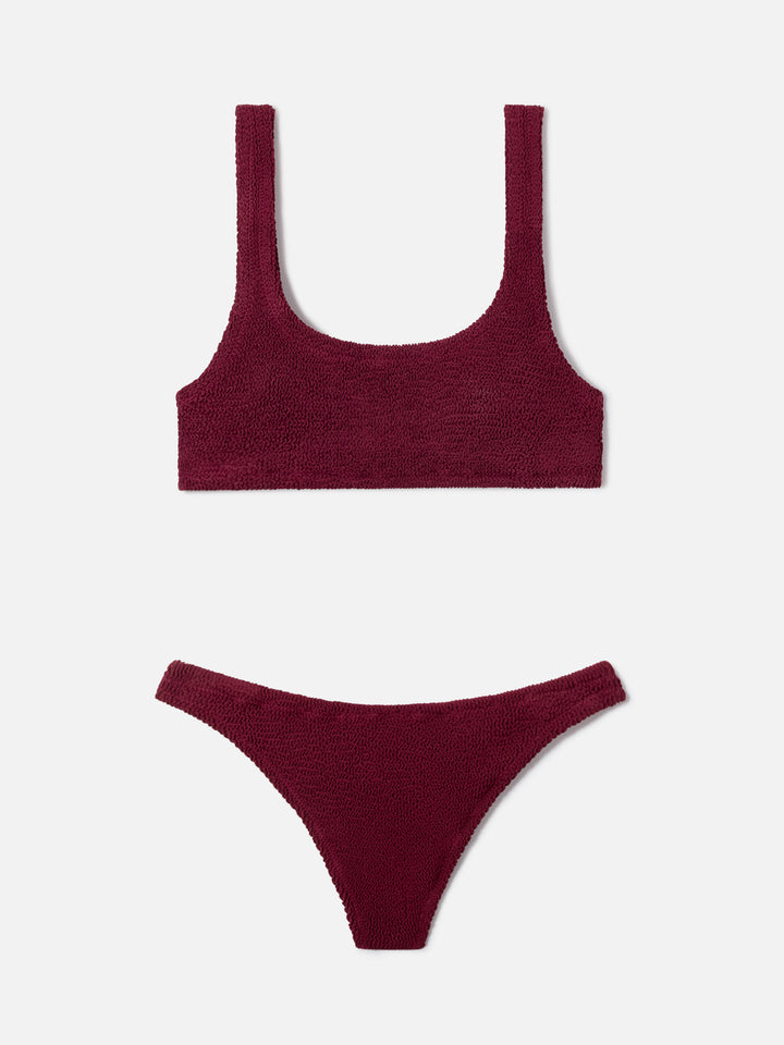 Naima Naomi crinkle burgundy bralette bikini