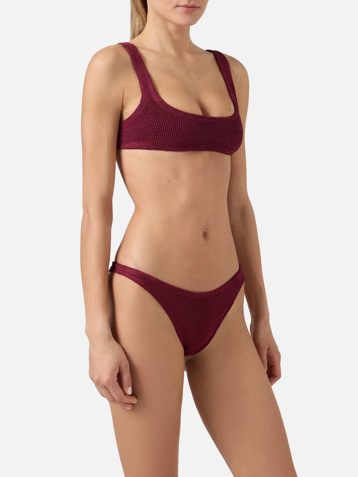 Naima Naomi crinkle burgundy bralette bikini
