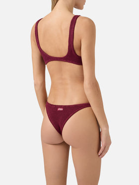 Naima Naomi crinkle burgundy bralette bikini