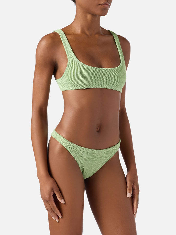 Bikini Naima Naomi in tessuto crinkle lurex verde chiaro