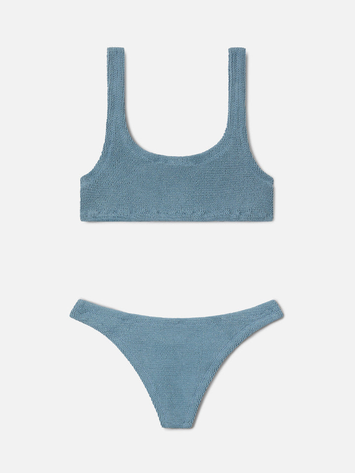 Bikini Naima Naomi in tessuto crinkle lurex azzurro