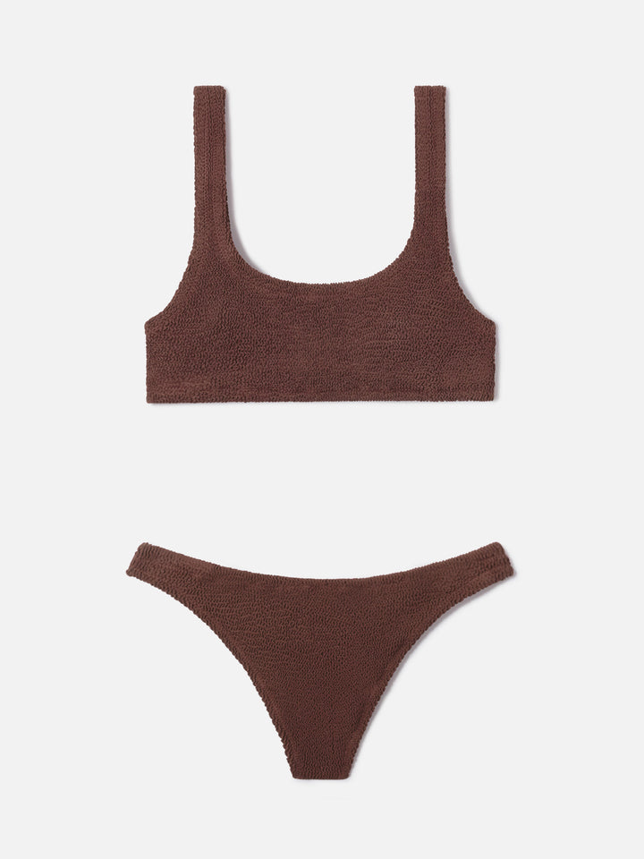 Naima Elise brown crinkle bralette bikini