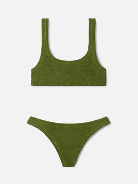 Naima Naomi military green crinkle bikini