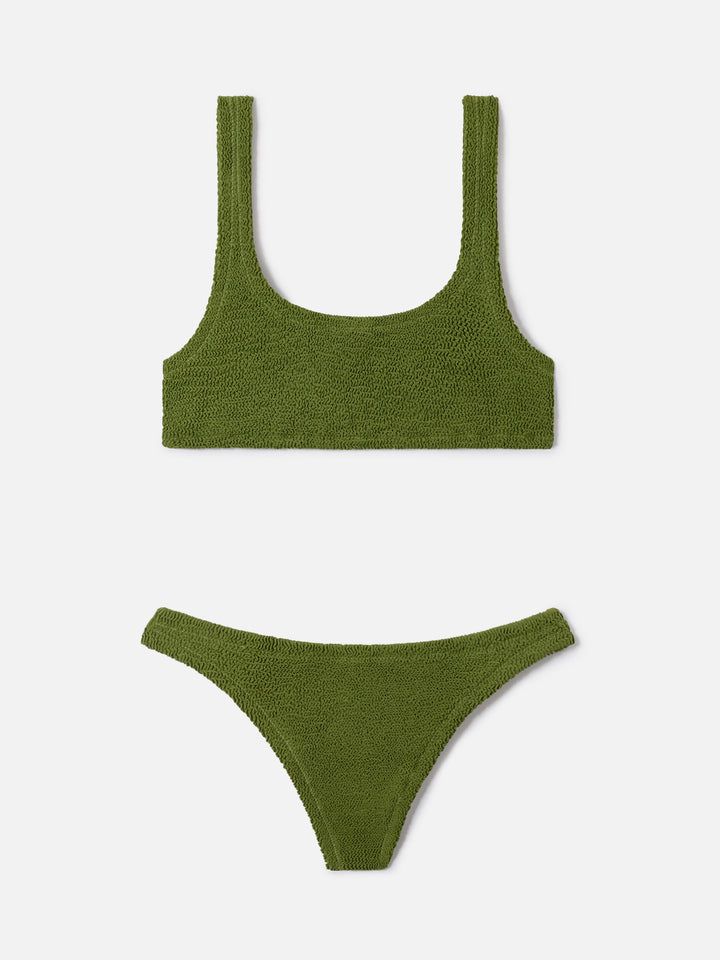 Bikini Naima Naomi verde militare in tessuto crinkle