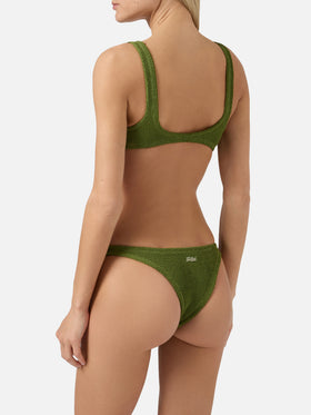 Naima Naomi military green crinkle bikini