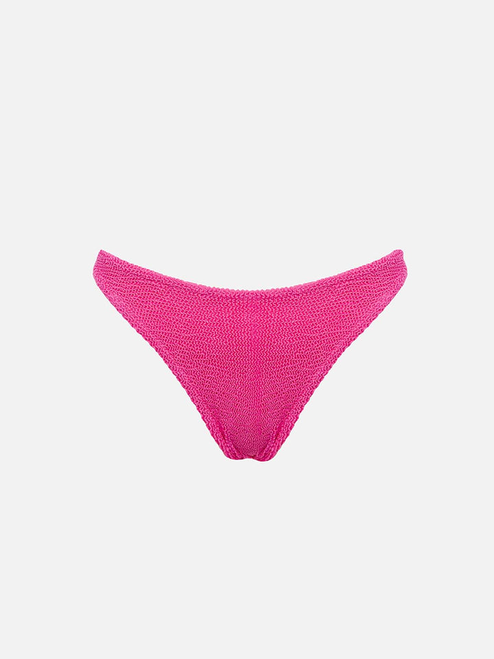 Woman fluo pink crinkle cheeky swim briefs Naomi