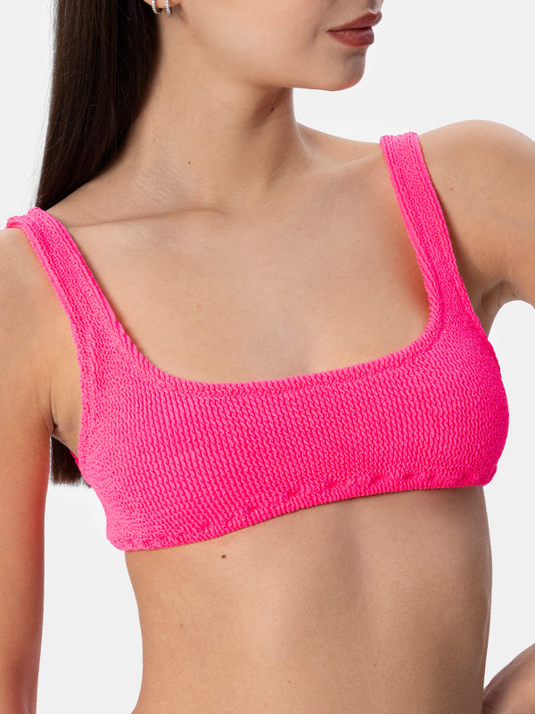 Woman fluo pink classic crinkle bralette Naima