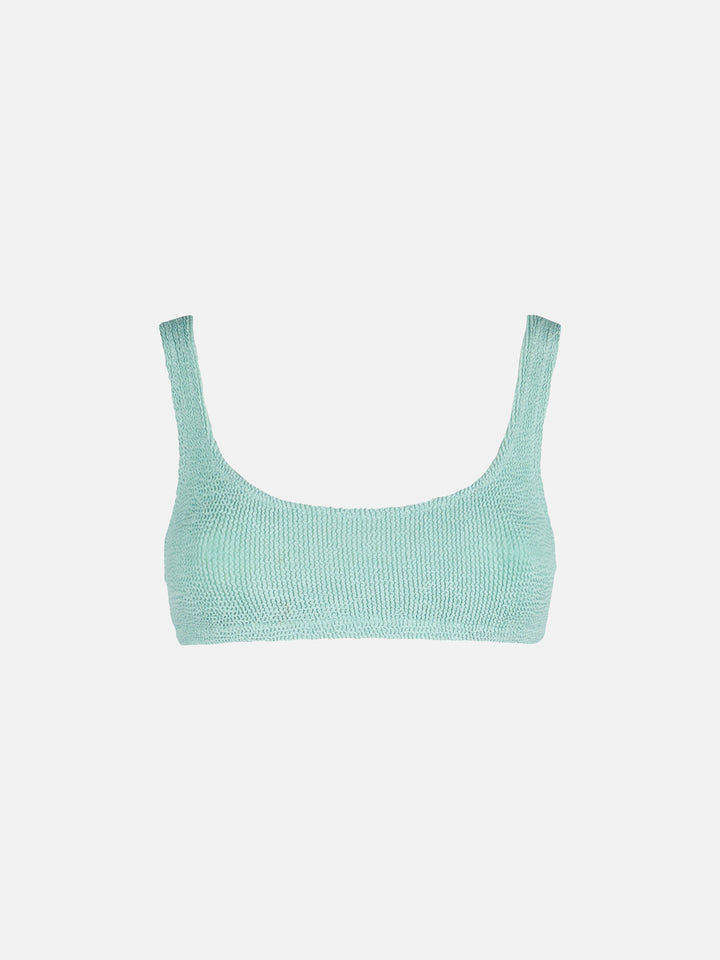 Naima sage green crinkle classic bralette top