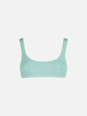 Naima sage green crinkle classic bralette top