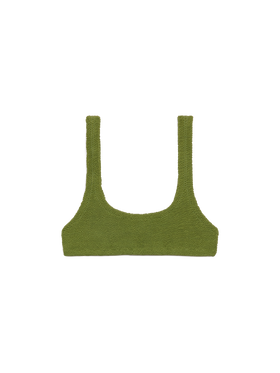 Naima – Klassisches Bralette-Oberteil in Crinkle-Optik in Militärgrün