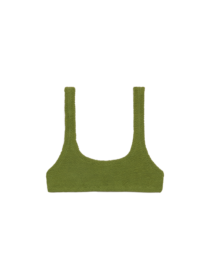 Naima – Klassisches Bralette-Oberteil in Crinkle-Optik in Militärgrün