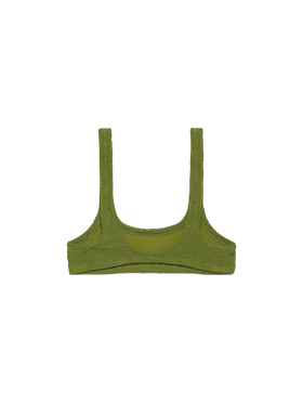 Naima – Klassisches Bralette-Oberteil in Crinkle-Optik in Militärgrün