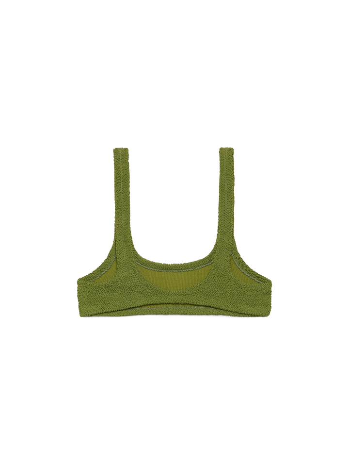 Naima – Klassisches Bralette-Oberteil in Crinkle-Optik in Militärgrün