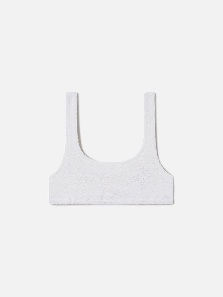 Haut de bikini brassière Naima en tissu gaufré blanc 