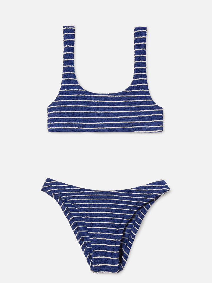 Naima Elise striped blue crinkle bikini