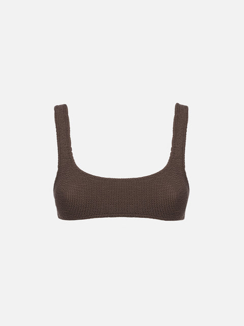Naima brown crinkle classic bralette top - MC2 Saint Barth