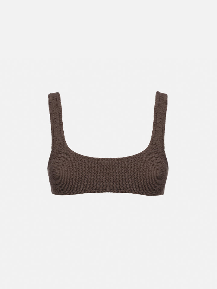 Naima brown crinkle classic bralette top - MC2 Saint Barth