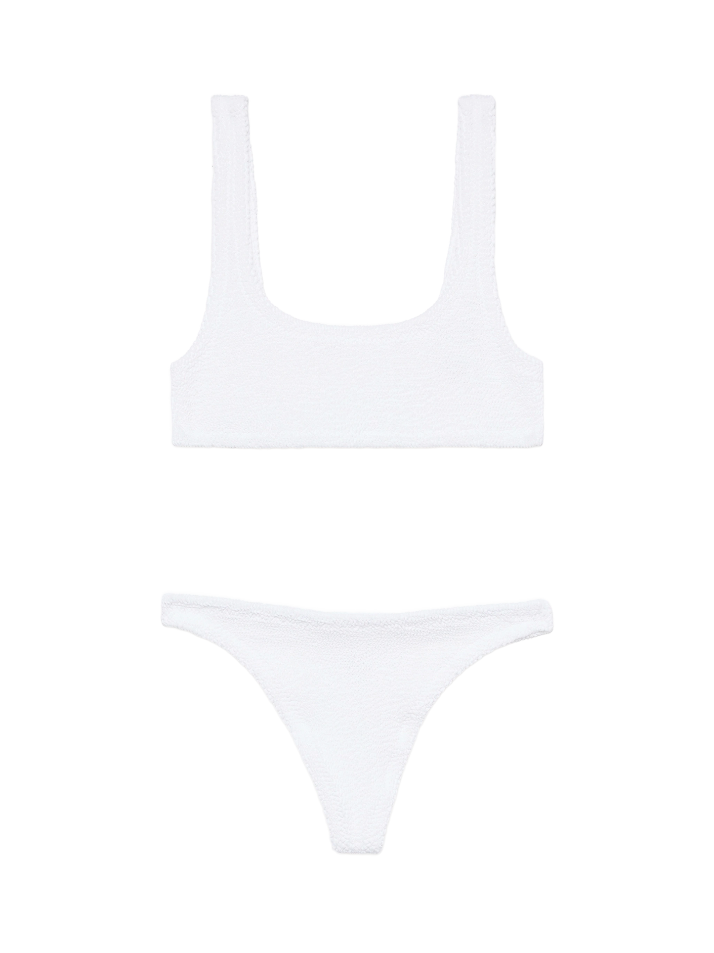 Naomi weißer Crinkle-Badeslip – Naima weißes Crinkle-Bralette-Oberteil