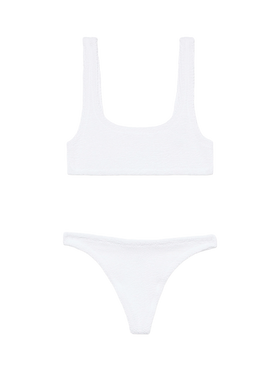 Naomi weißer Crinkle-Badeslip – Naima weißes Crinkle-Bralette-Oberteil