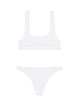 Naomi weißer Crinkle-Badeslip – Naima weißes Crinkle-Bralette-Oberteil