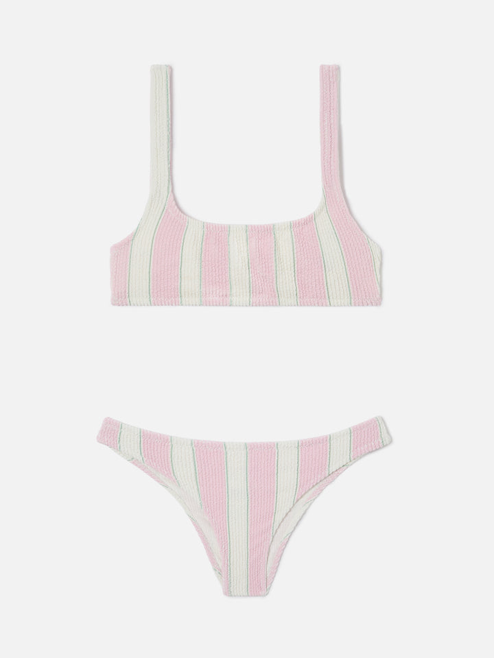 Naima Elise pink striped crinkle bikini