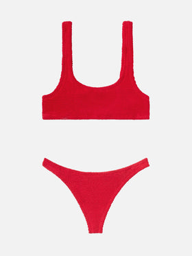 Naima crinkle classico top a bralette rosso