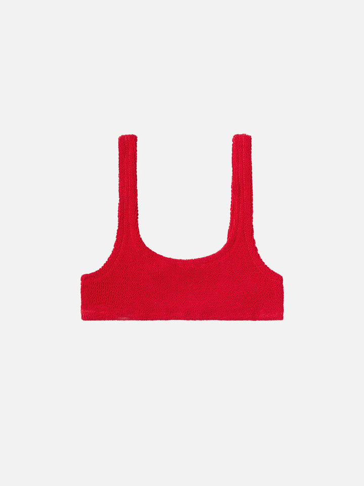 Naima – Klassisches Bralette-Oberteil in Crinkle-Optik in Rot