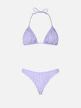 Woman ruffled lilac triangle bikini Nilly Nalu