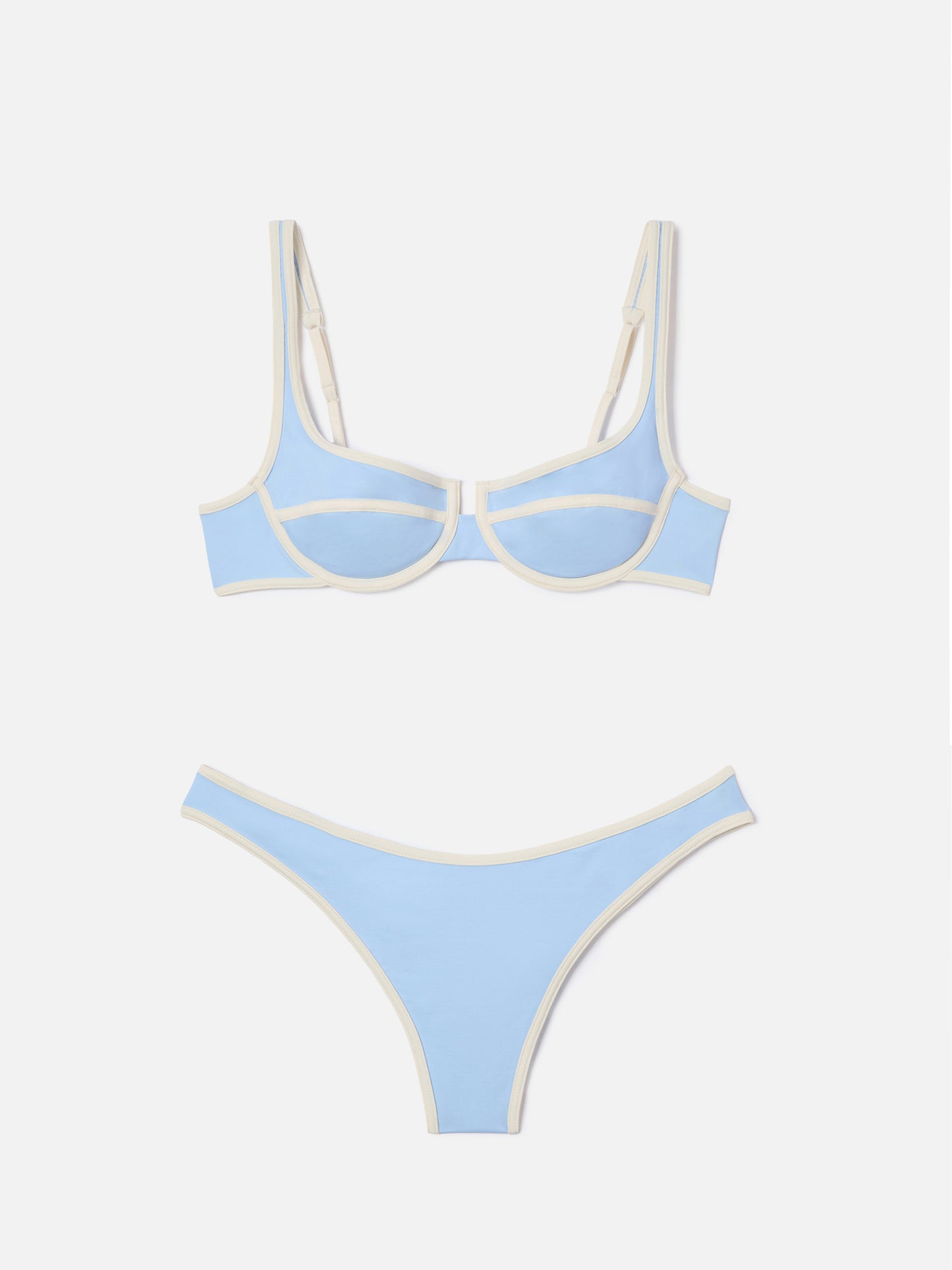 Amira Naomi String light blue bikini with white contrast trims