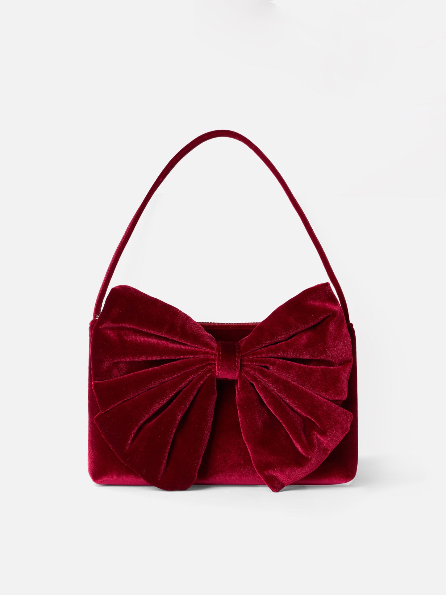 Burgundy velvet bag Nana with maxi bow