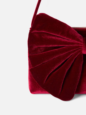 Burgundy velvet bag Nana with maxi bow