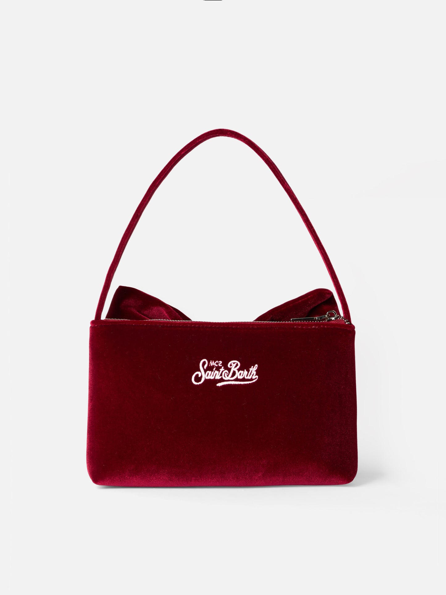 Burgundy velvet bag Nana with maxi bow