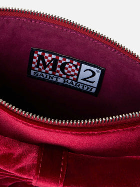 Burgundy velvet bag Nana with maxi bow