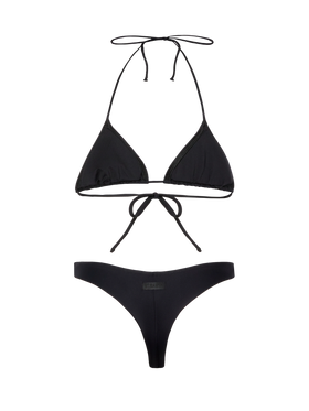 Naomi schwarzer frecher Badeslip - Leah schwarzer Badeanzug mit Triangel-Oberteil