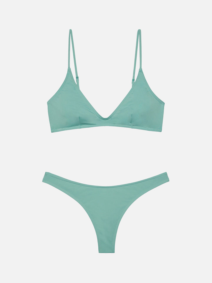 Naomi sage green cheeky swim briefs - Paloma sage green scoop bralette