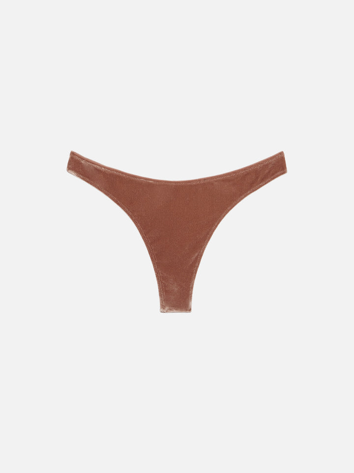 Naomi camel brown velvet cheeky swim briefs