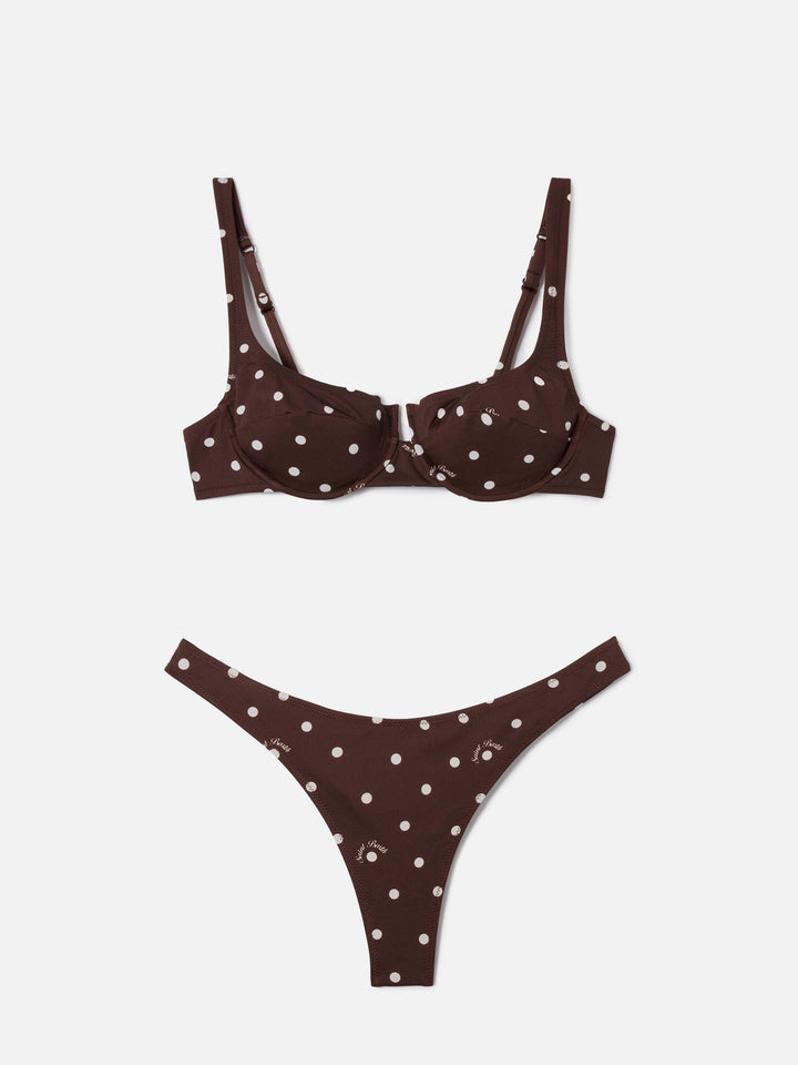 Bikini Amira Naomi con stampa pois marrone e bianco