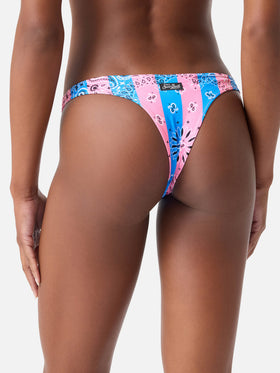 Bikini bralette bandana Judy Naomi à rayures bleu poudré et rose 