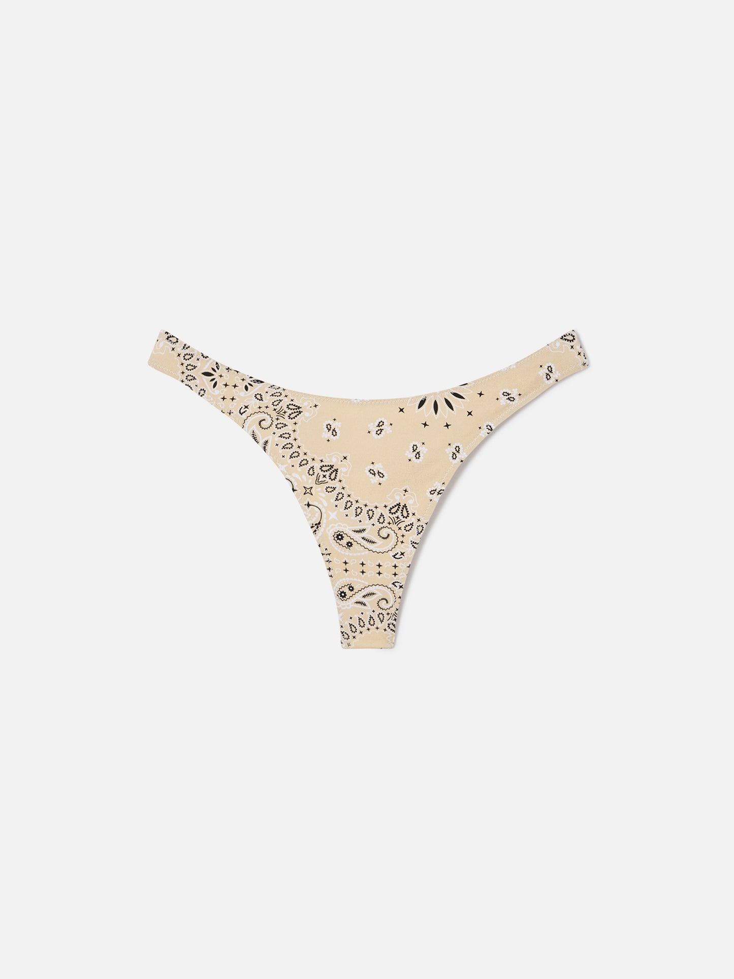Bas de bikini brésilien Naomi avec imprimé bandana beige 