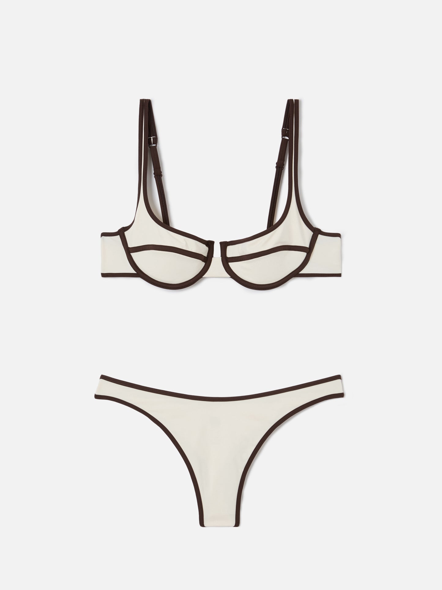 Bikini Amira String Naomi String panna con profili marroni