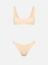 Bikini da donna classico a bralette beige crinkle