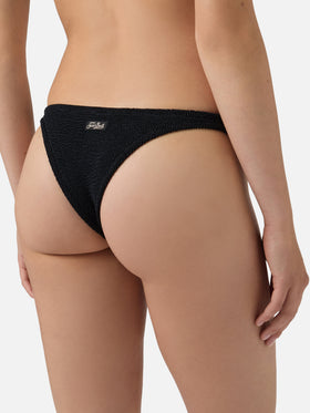 Slip mare Naomi modello brasiliana in tessuto crinkle nero