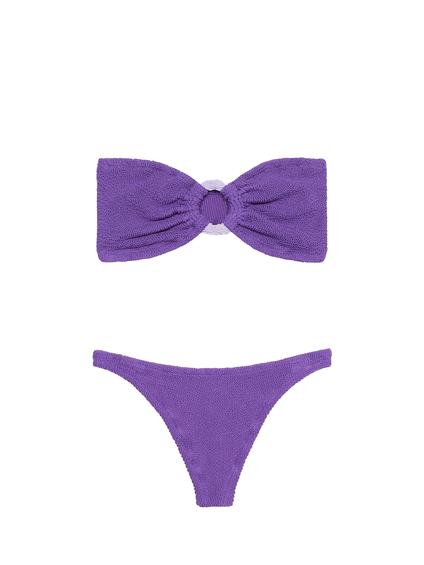 Woman purple crinkle bandeau bikini Yulia Naomi