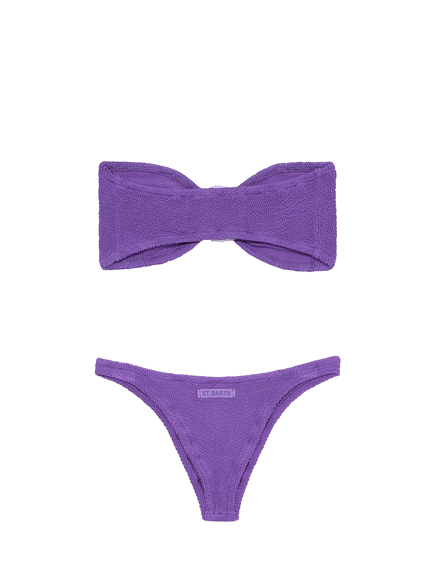 Woman purple crinkle bandeau bikini Yulia Naomi