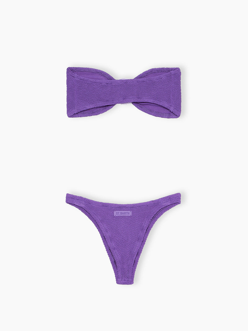 Bikini da donna a fascia viola crinkle Yulia Naomi