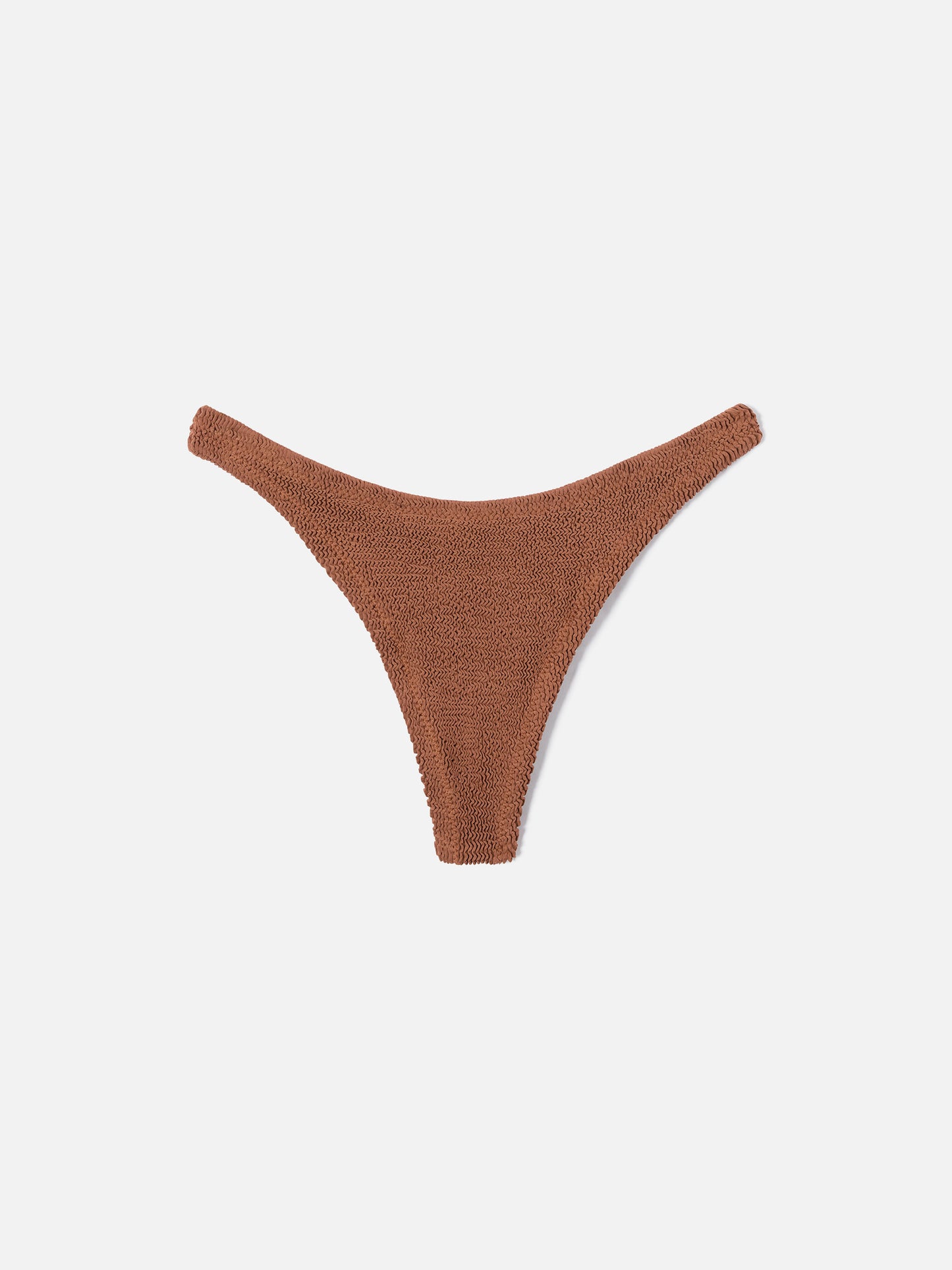 Slip mare Naomi modello brasiliana in tessuto crinkle tabacco