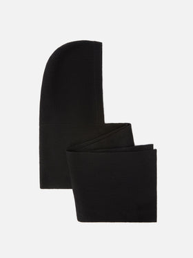 Schwarzer Nell Kapuzenschal aus Kaschmir mit Logostickerei 